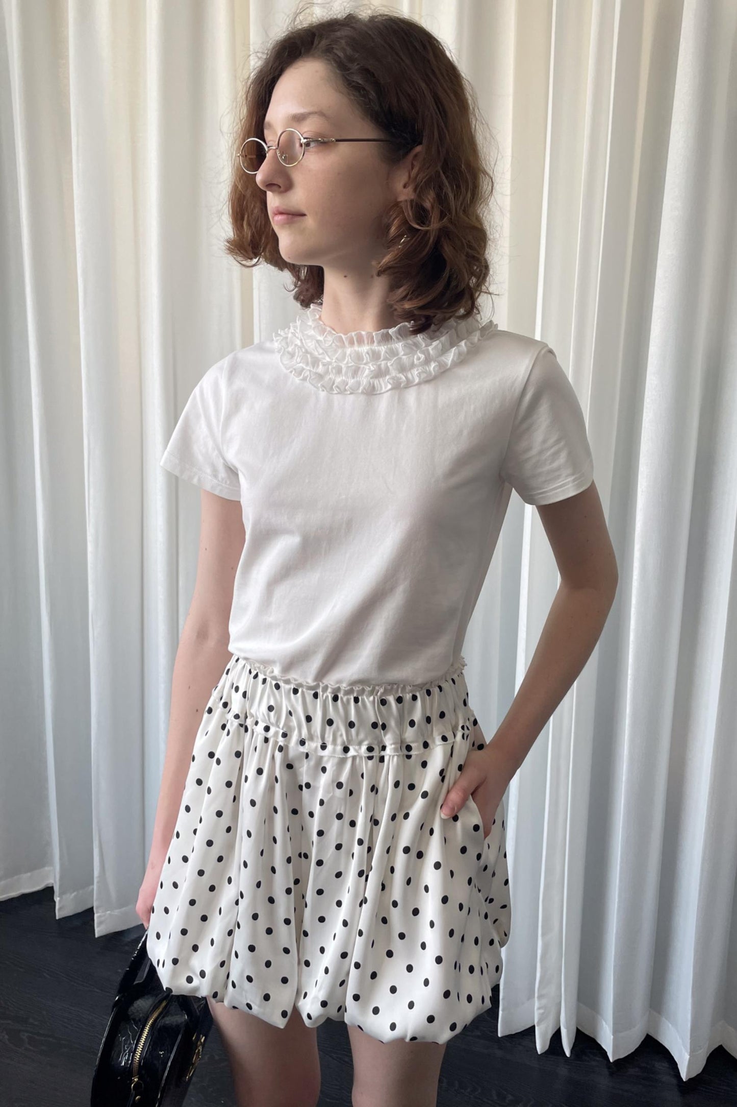 Ruffled Lace Neck T-Shirt