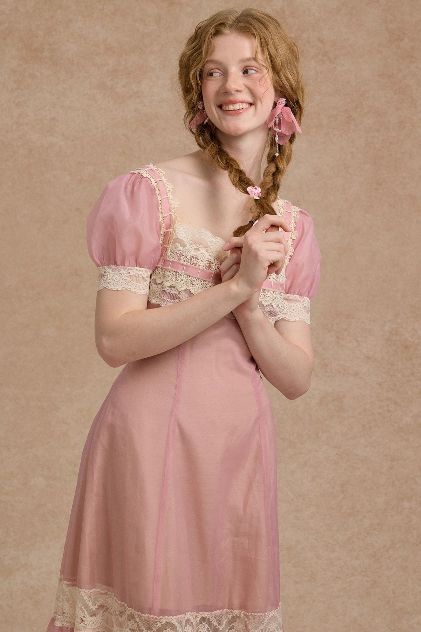 Tulip Satin Ribbon Pink Dress