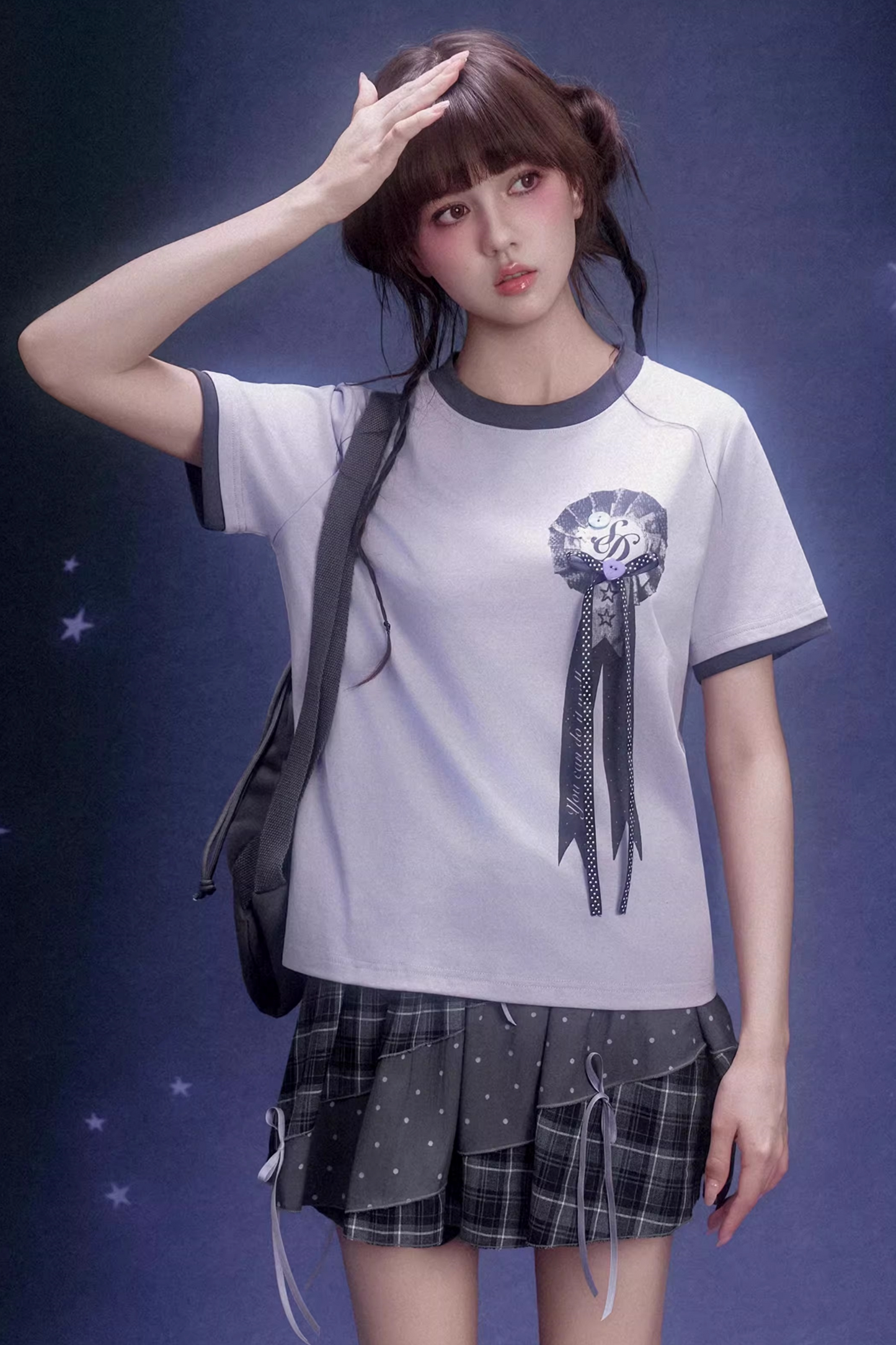 Gray Plaid Patchwork Pumpkin Skirt