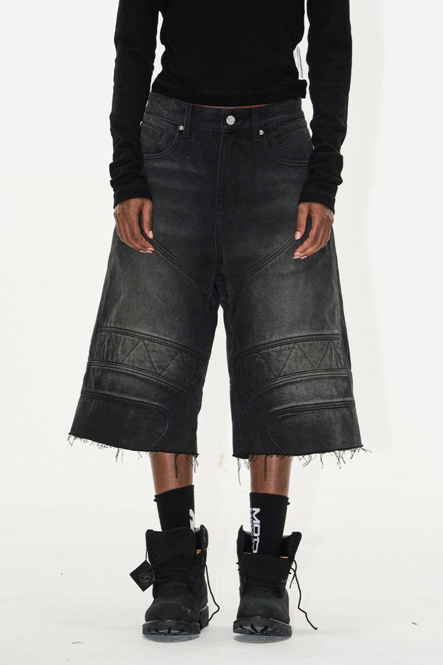Distressed Raw-Hem Shorts