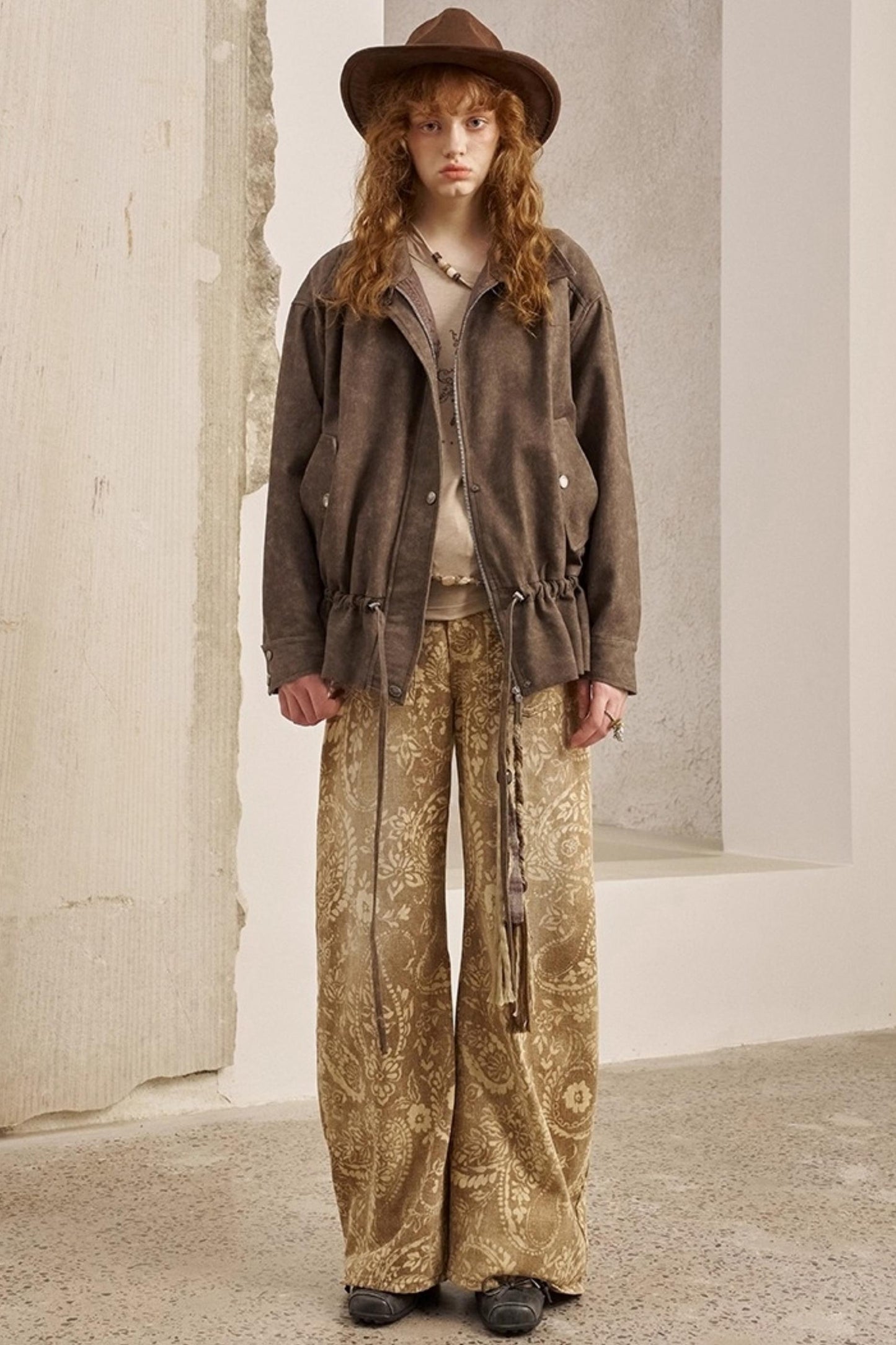 Drawstring Pleats Waist Jacket