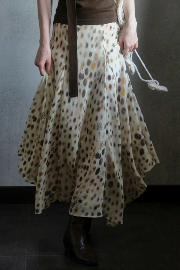 Artistic Polka Dot Asymmetrical Skirt