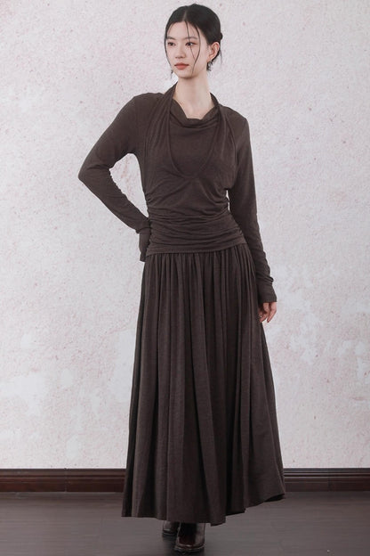 Latte Brown Wool Dress