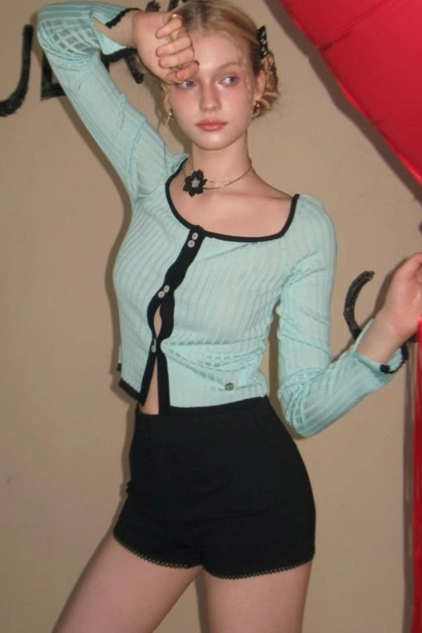 Lime Tencel Square Neck Sweater