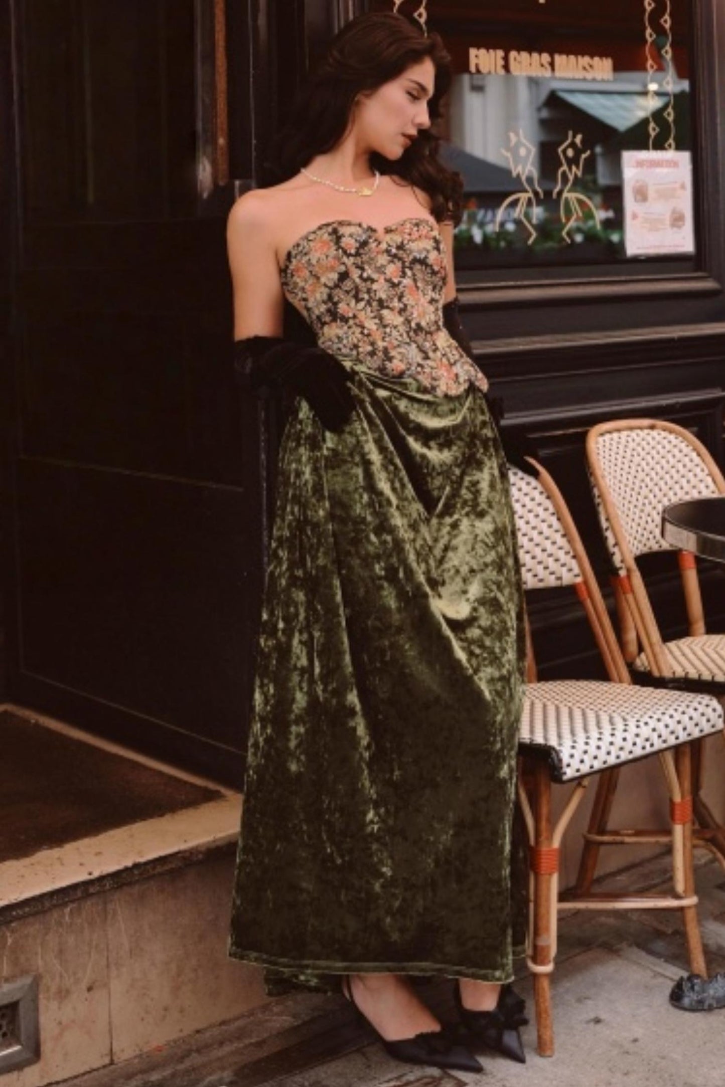 Emerald Velvet Lace Skirt Set-Up