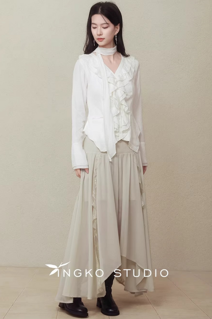 Irregular Hemp Patchwork Skirt