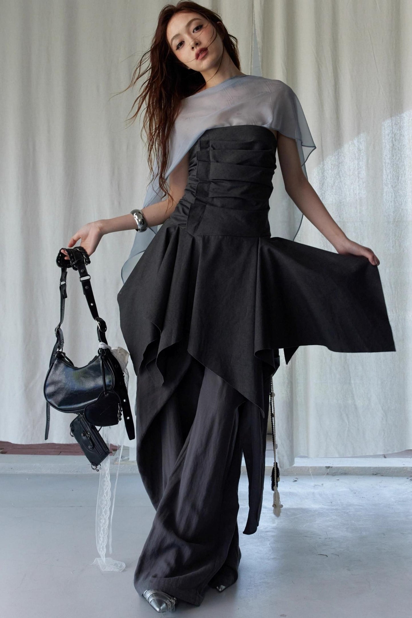 Dark Pleated Tank Top