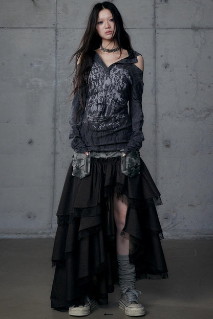 Vintage Punk Hooded Top