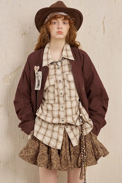 Kitten Badge Dropped Shoulder Jacket