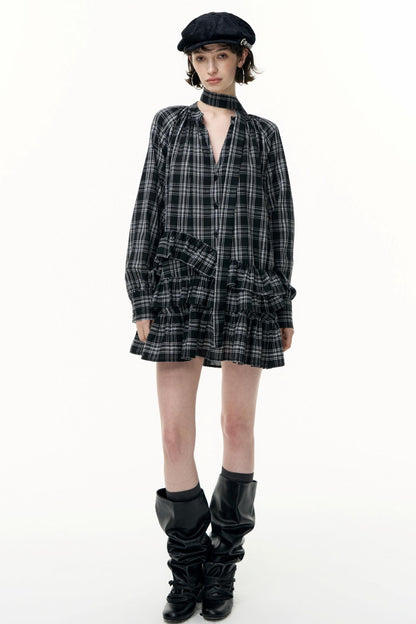 Salt Tea Plaid Shirt Dress