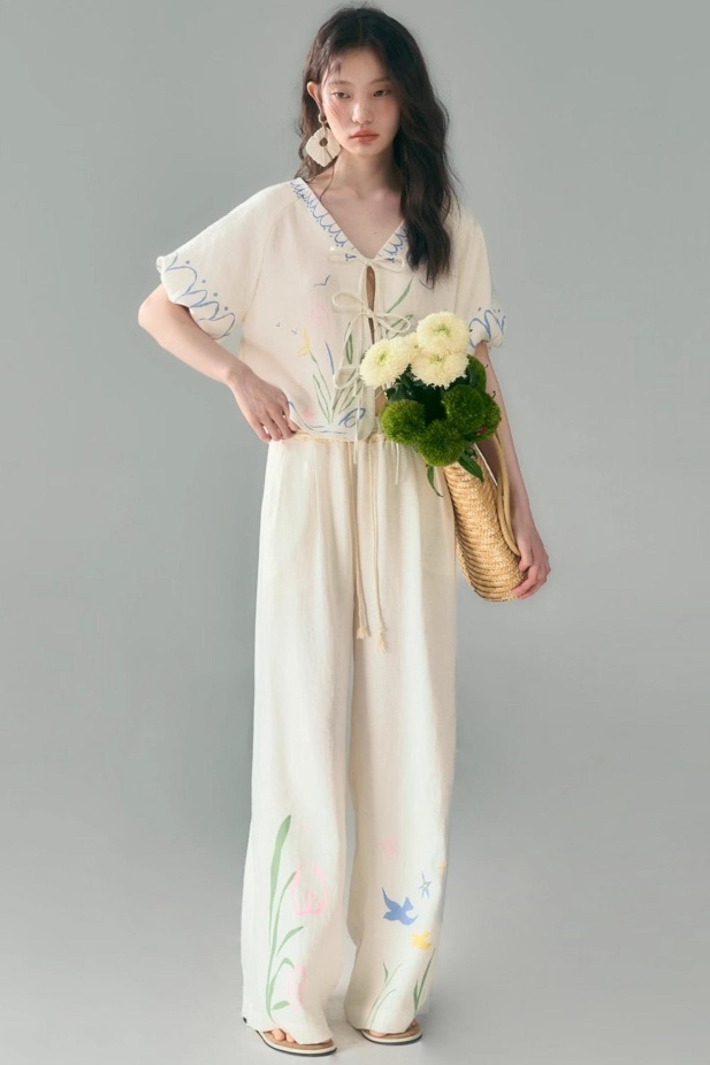 Linen Tie-Top and Pants Set-Up