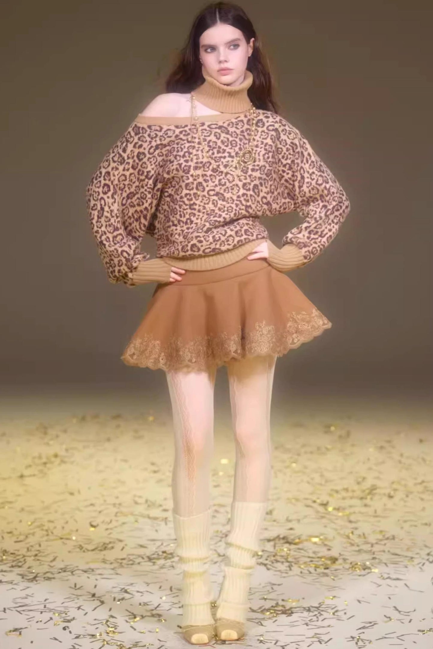 Retro Purple Leopard Sweater Set-Up