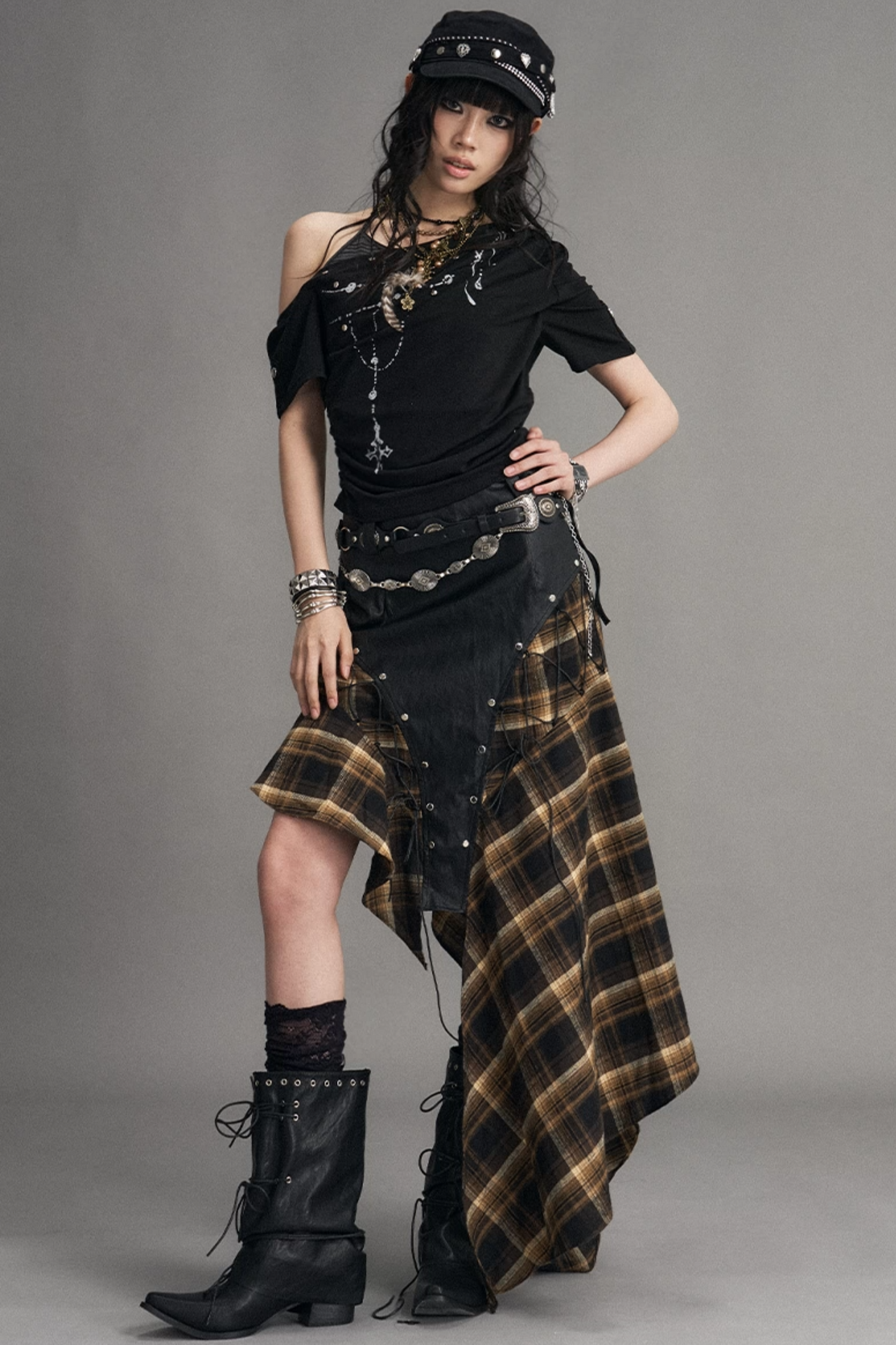 Punk Print Drop-Shoulder Top