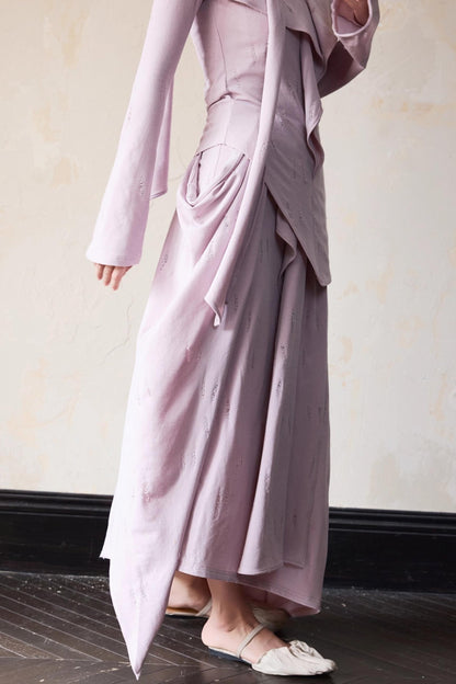 Autumn Purple Knitted Top Skirt Set-Up