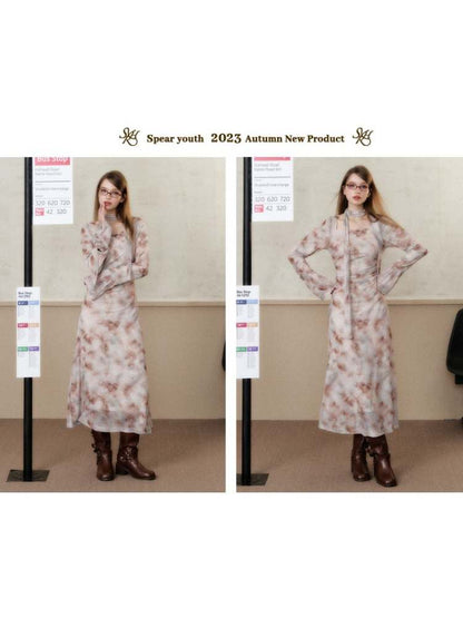 Elegant Butterfly/Flower Slim Long Dress