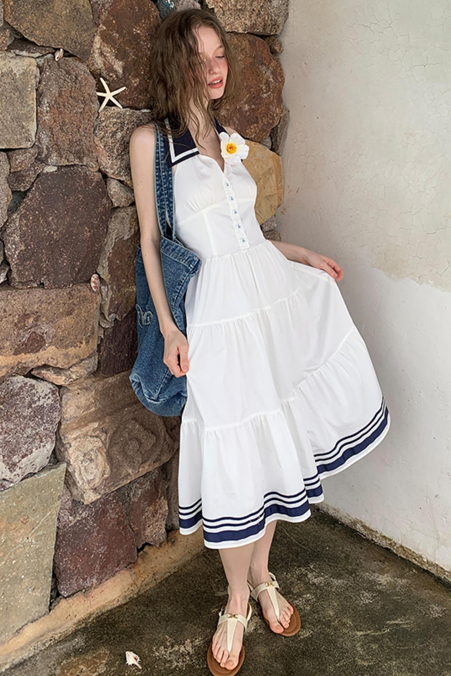 Slim V-Neck A-Line Dress