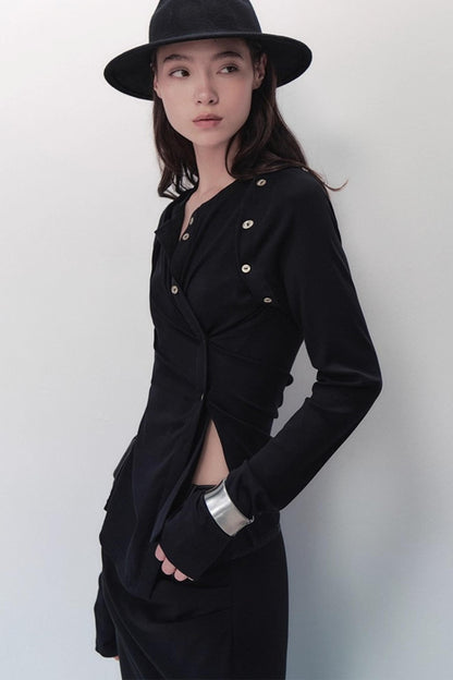 Detachable Round Neck Knitted Cardigan