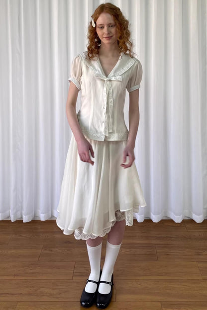 Patchwork Lace Trim Skirt