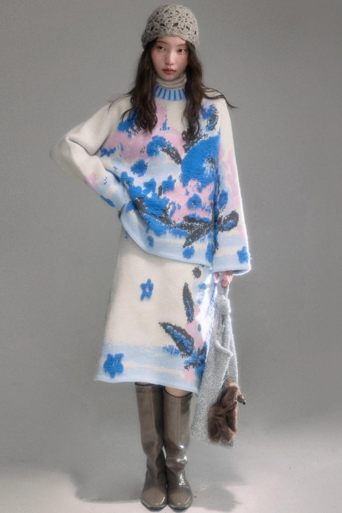 Oil Painting Jacquard Wool Sweater Set-Up