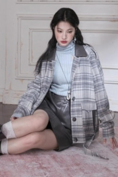 Snow Plaid Wool Tweed Jacket Set-Up