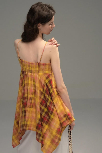 Tie-Dye Check Camisole Top