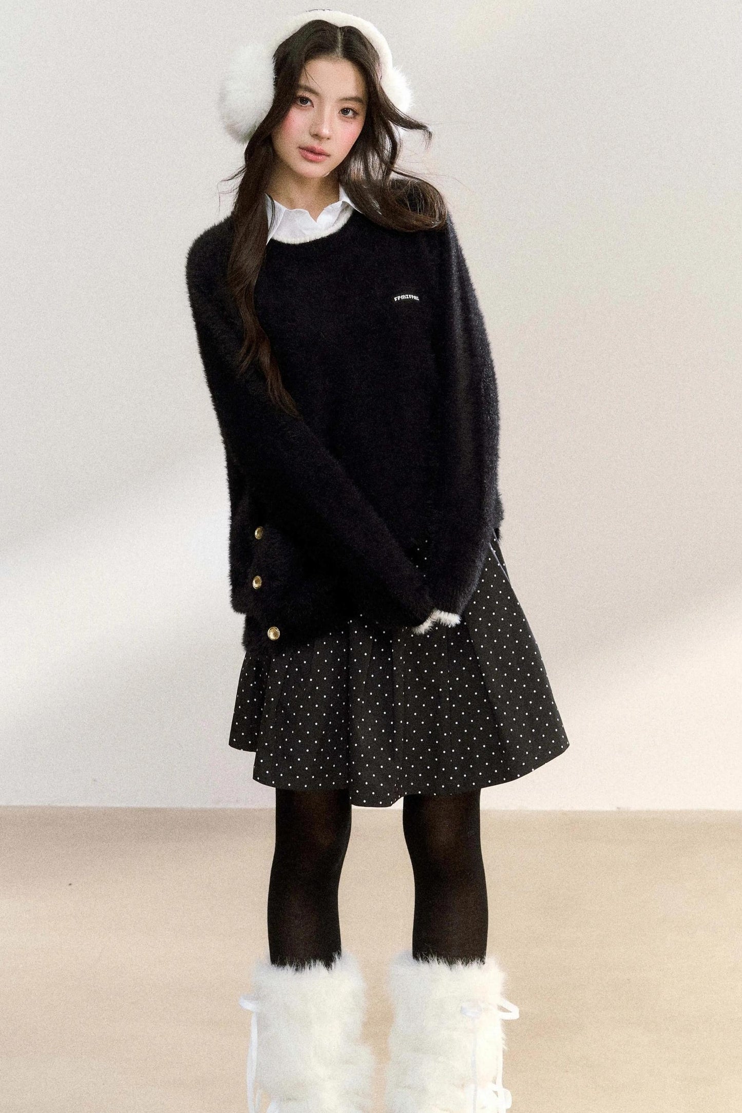 Metal Button Knit Pullover Top