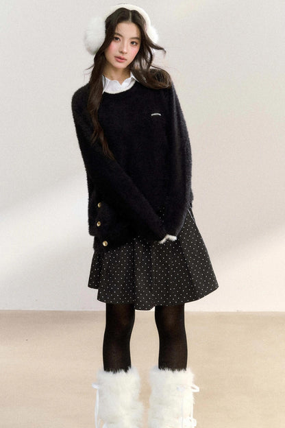 Metal Button Knit Pullover Top