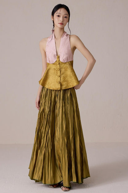 Pink Jacquard Backless Vest