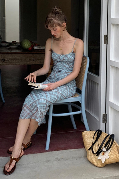 Vintage Checked Camisole Maxi Skirt Set-Up