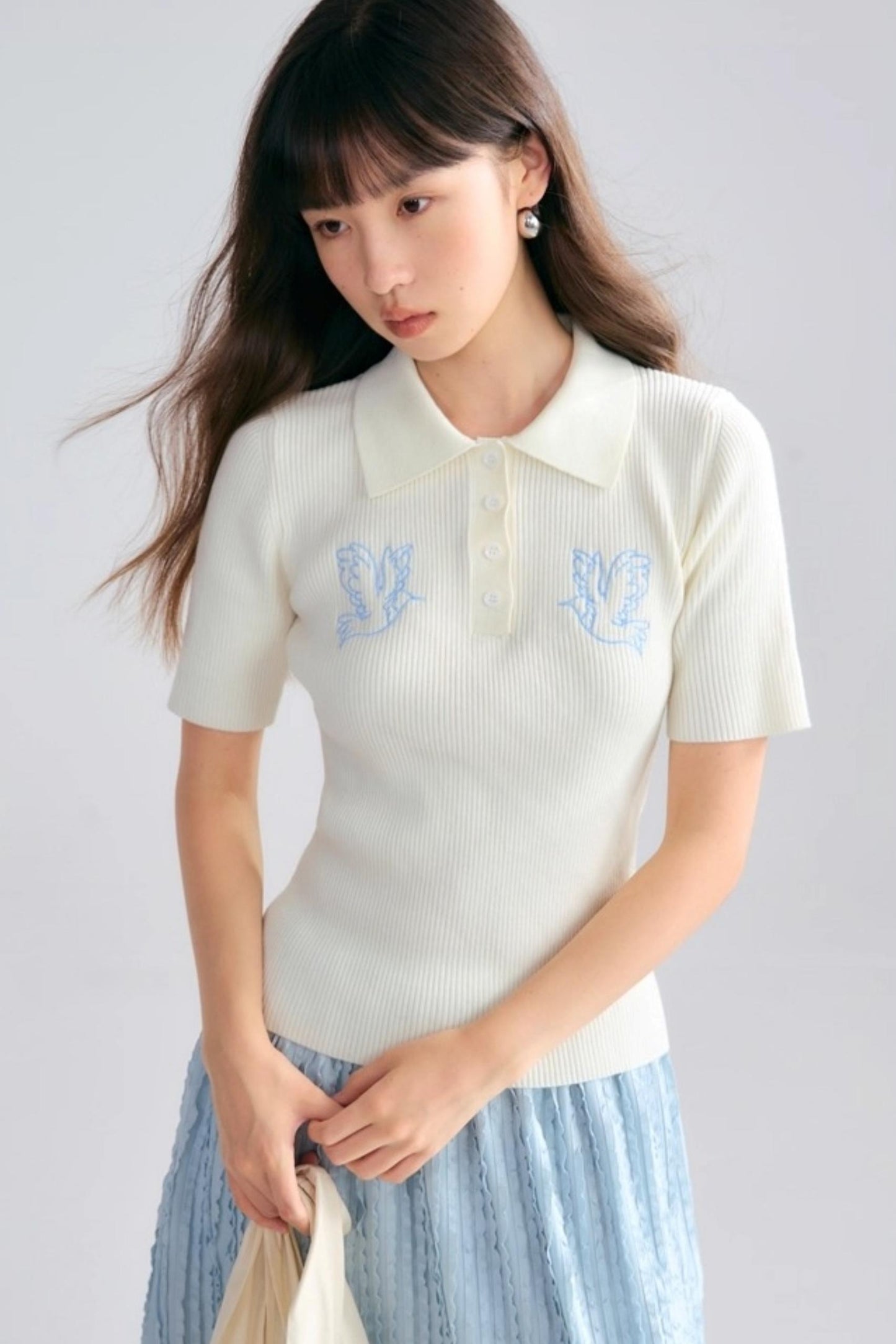 Asuka Love Poems Embroidery Polo Shirt