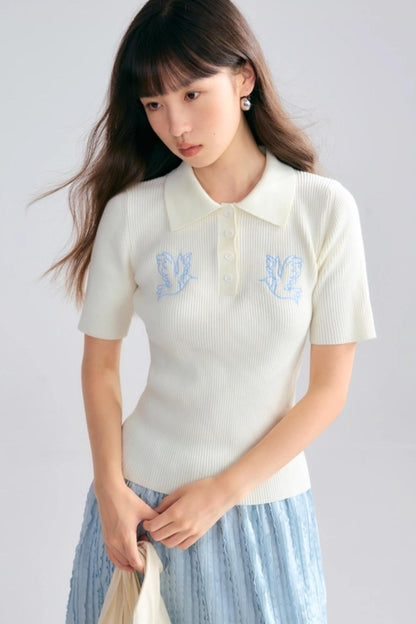 Asuka Love Poems Embroidery Polo Shirt