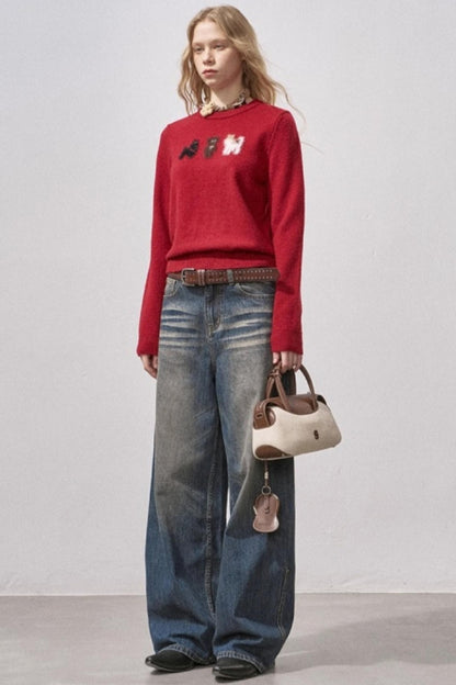 Faux Mink Fur Knit Sweater