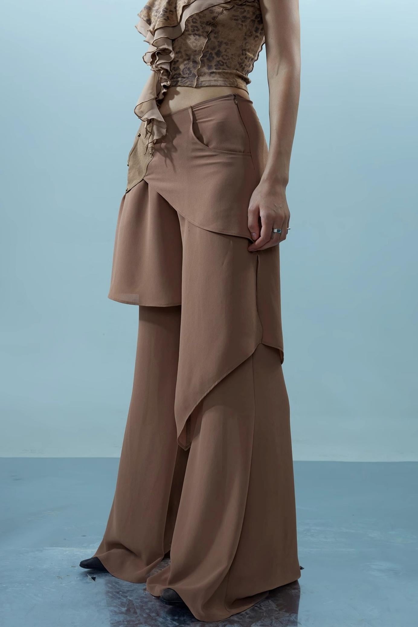 Layered Chiffon Windbreaker Pants