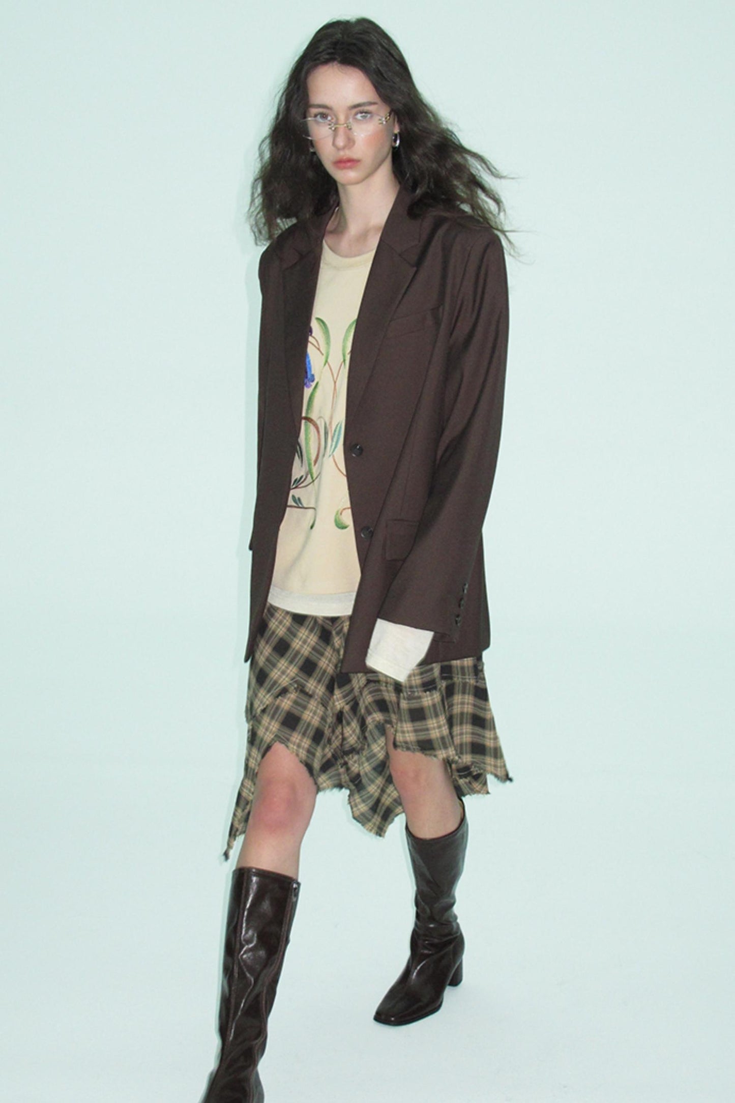 Wood Grain Pleat Skirt