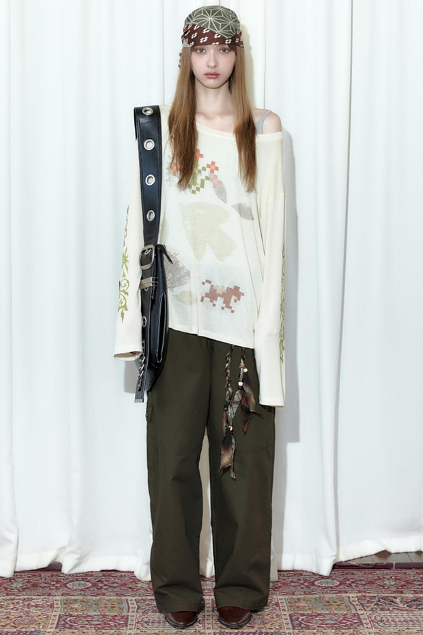 Vintage Mosaic Slanted Shoulder T-Shirt