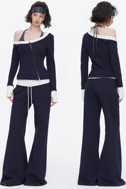 Color-Blocked Flared Sweatpants