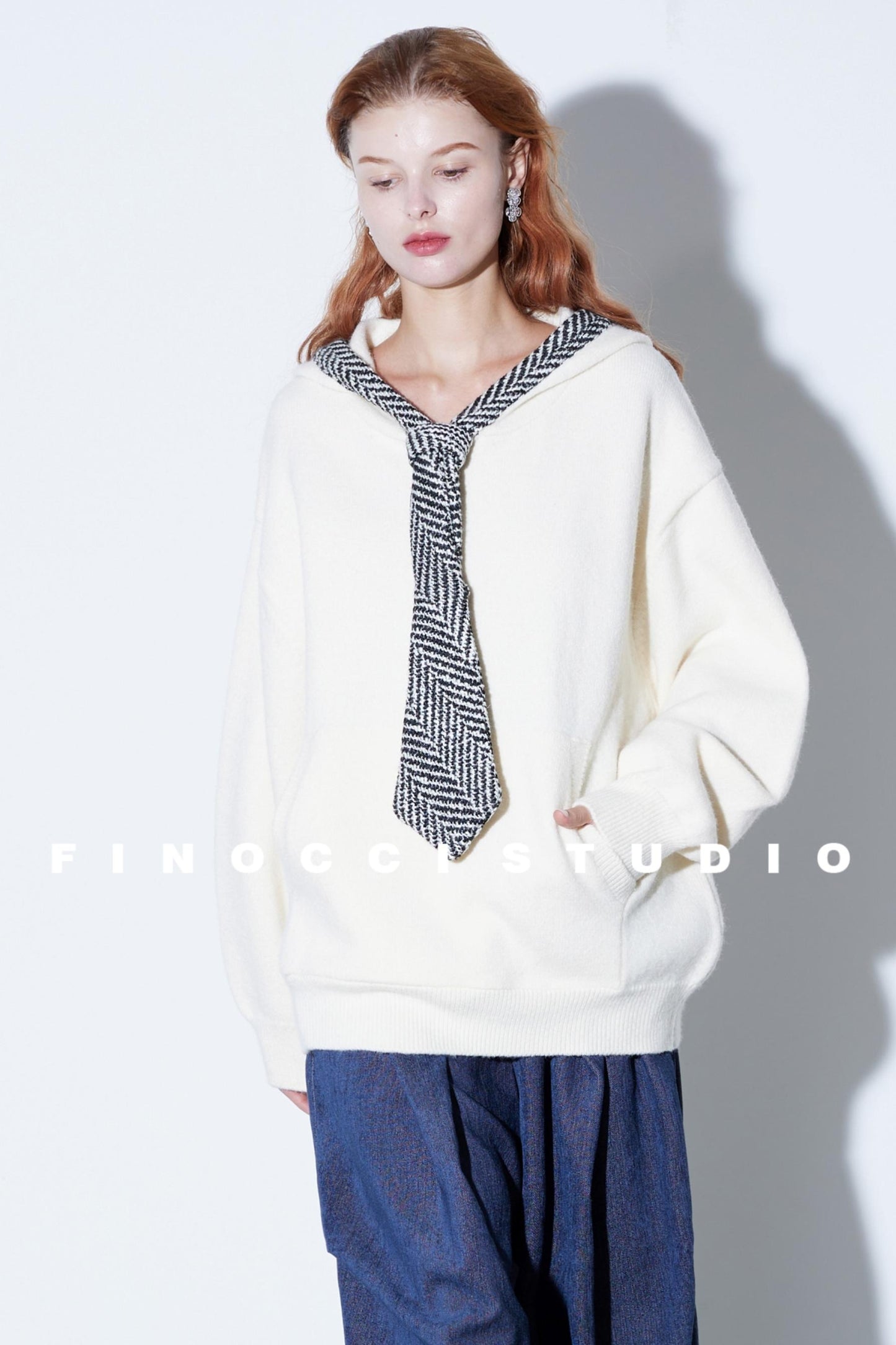 Herringbone Hooded Winter Top