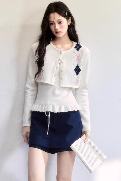 Geometric Quilted Cardigan Set