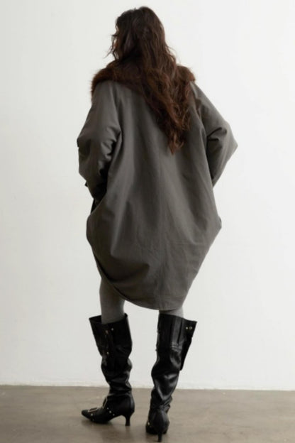 Retro-Jacken-Set mit Fellkragen im Used-Look