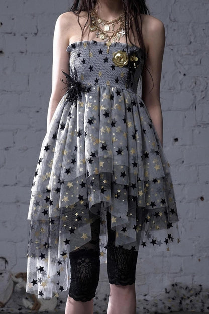 Dreamy Mesh Bustier Gown Dress