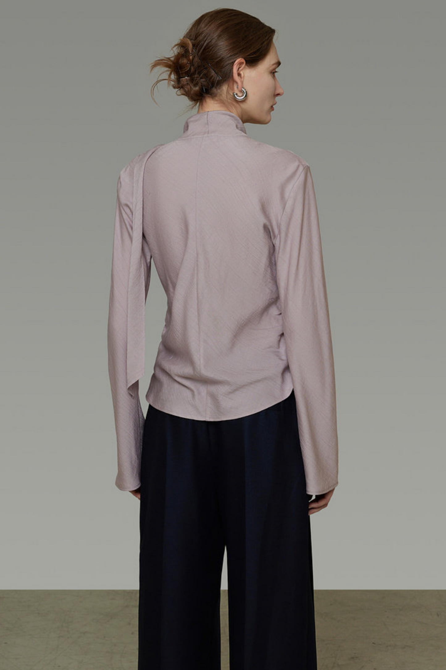 Silky Irregular Ribbon Blouse
