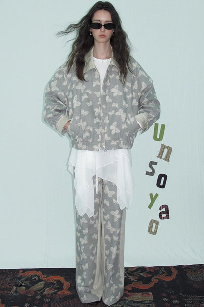 Jacquard Denim Baseball Jacket