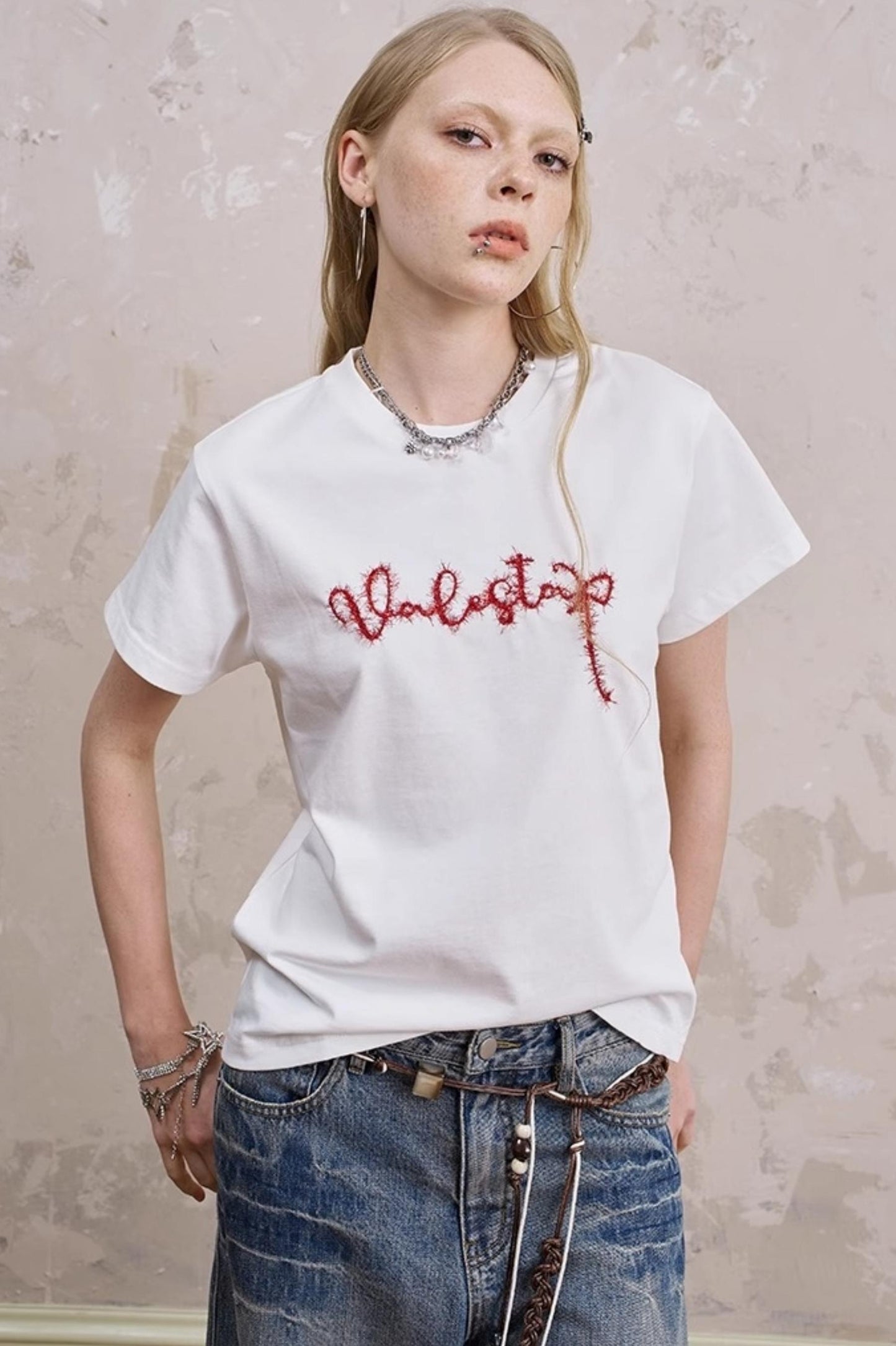 Silk Embroidered Tee