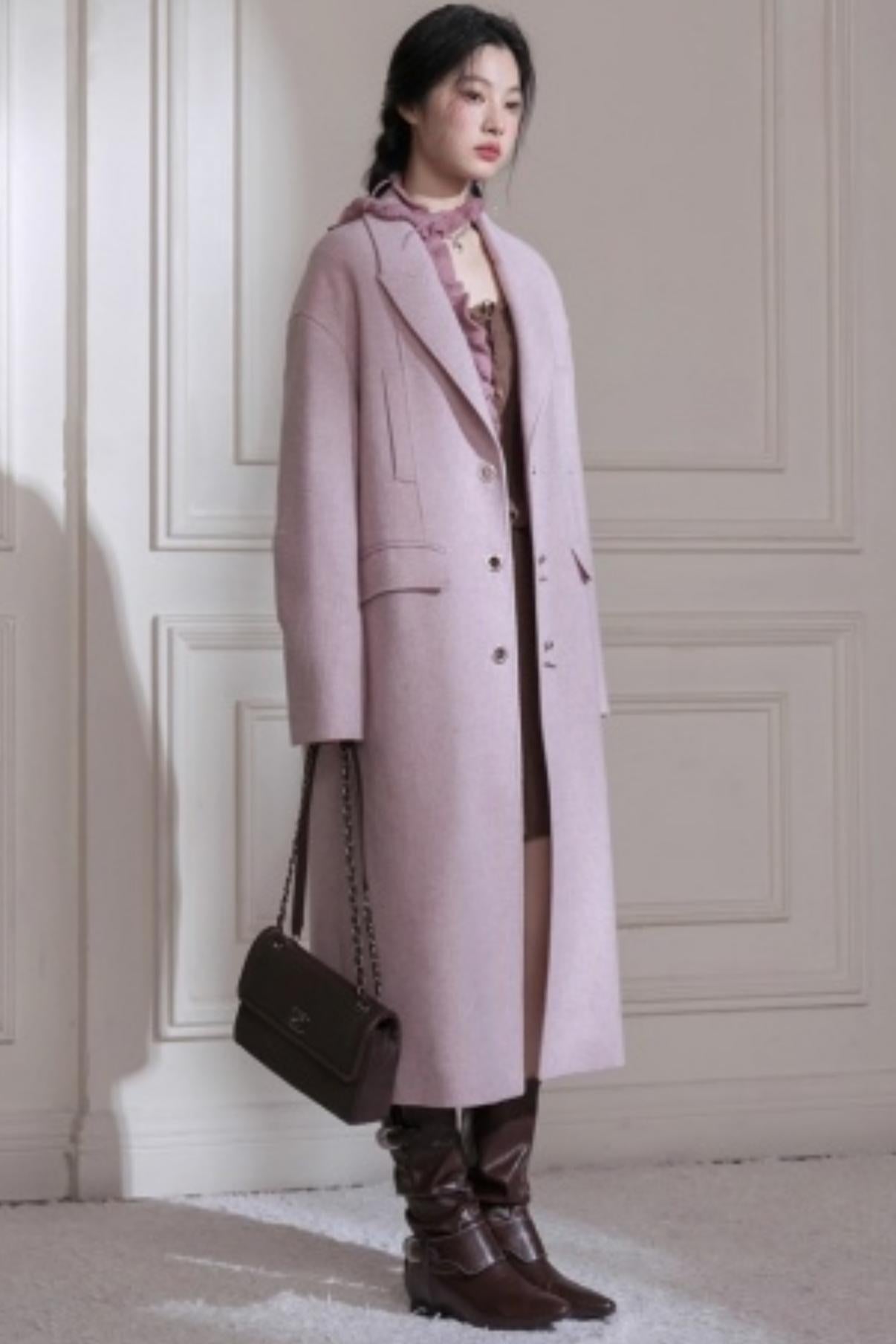 Teaberry Herringbone Tweed Coat
