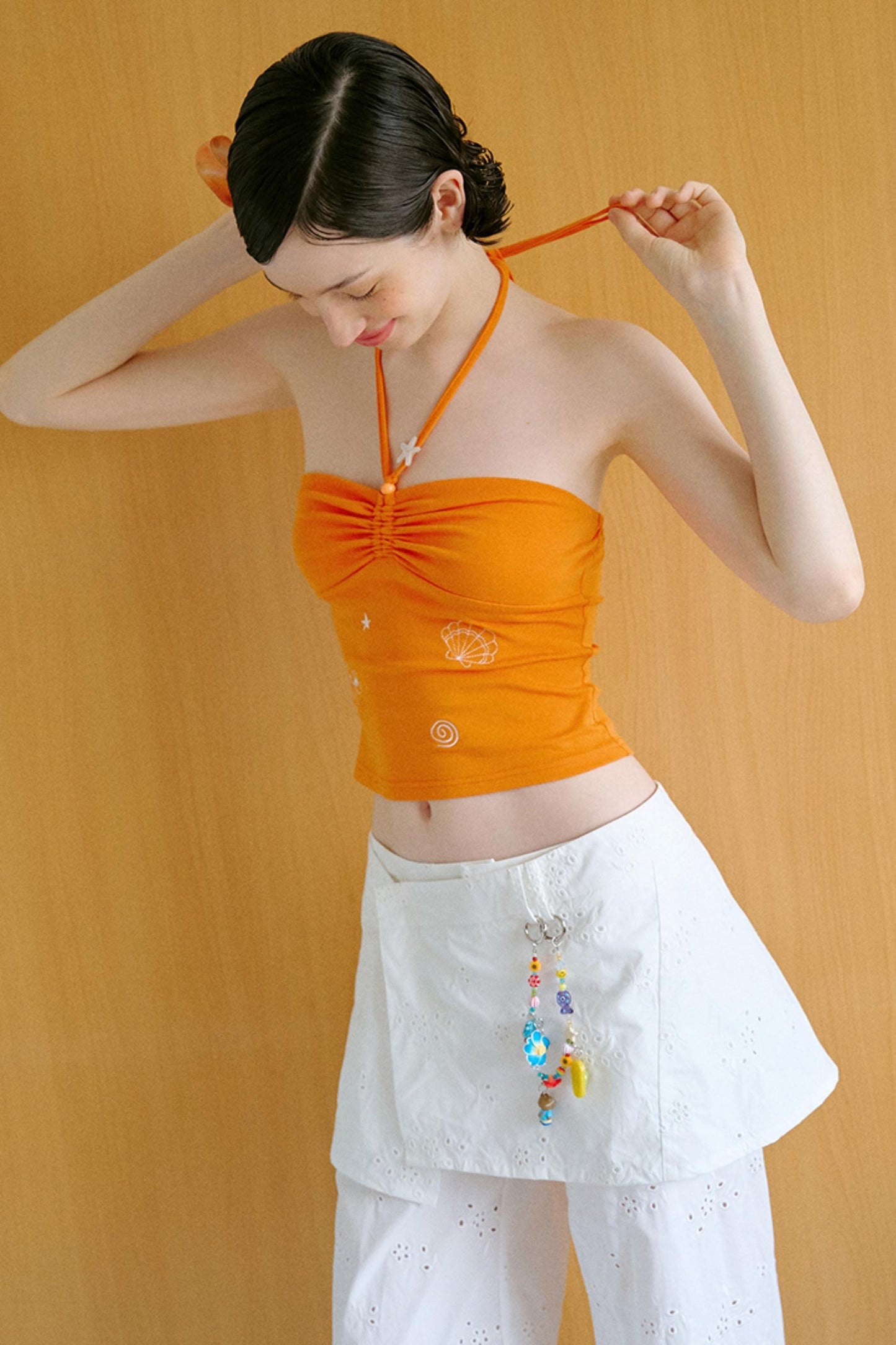 Openwork Embroidery Skirt Pants Set