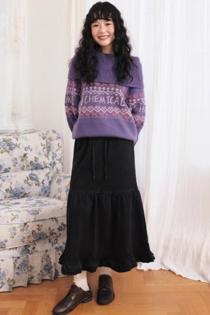 Dark Night Lace Denim Skirt
