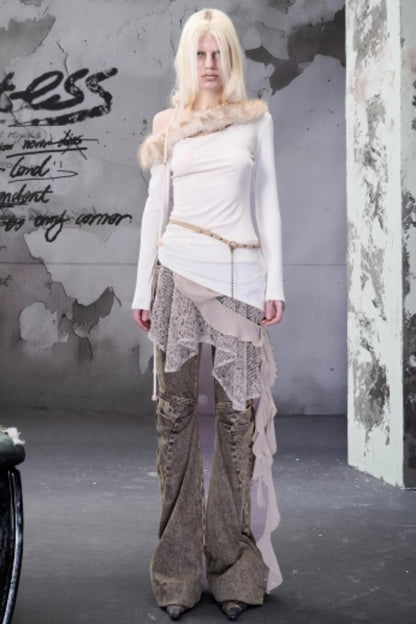 Velvet Rise Fur Collar Base Layer Top