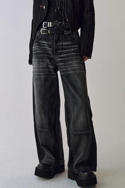 Gray Cat Whiskers Washed Jeans