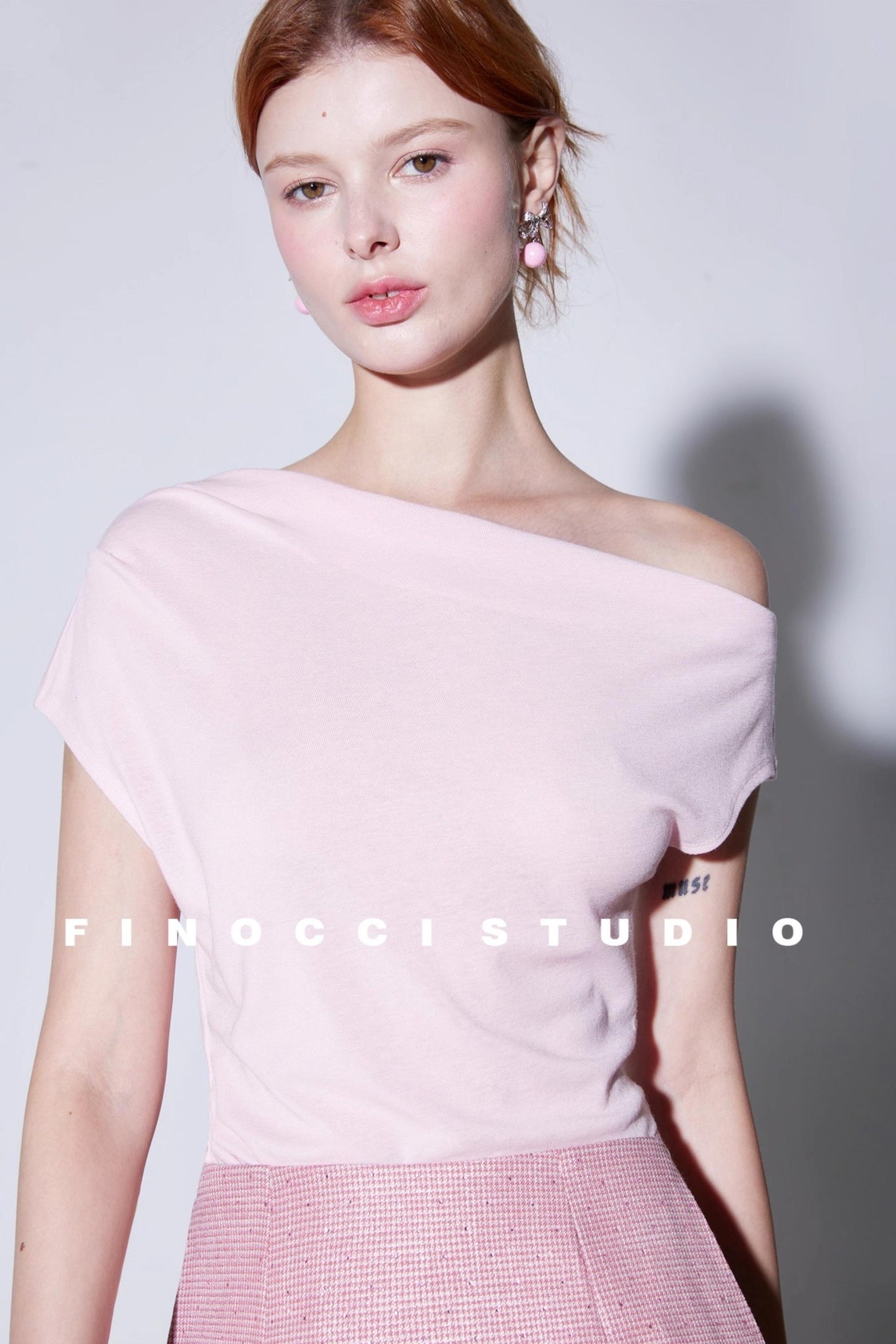 Nude Wool Pleated Top