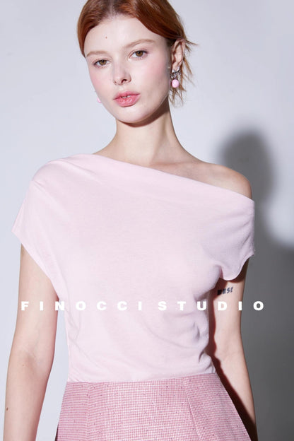 Nude Wool Pleated Top